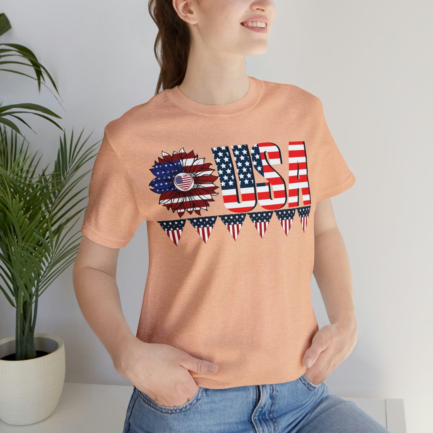 Flower USA American flag shirt, Red white and blue shirt, 4th of July shirt - Giftsmojo