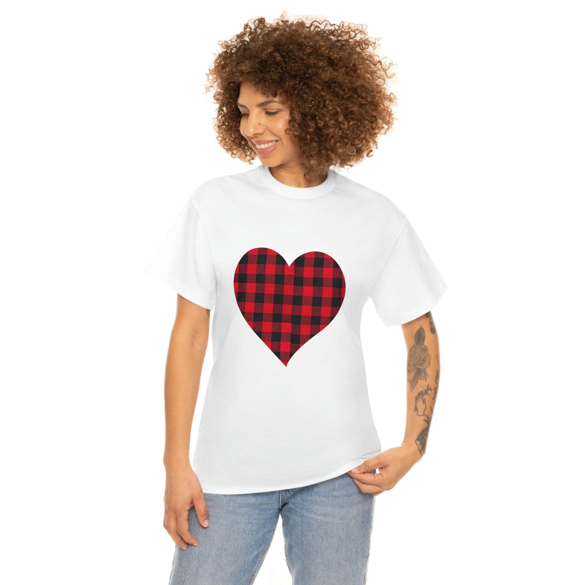 Plaid Heart T-Shirt, - Giftsmojo