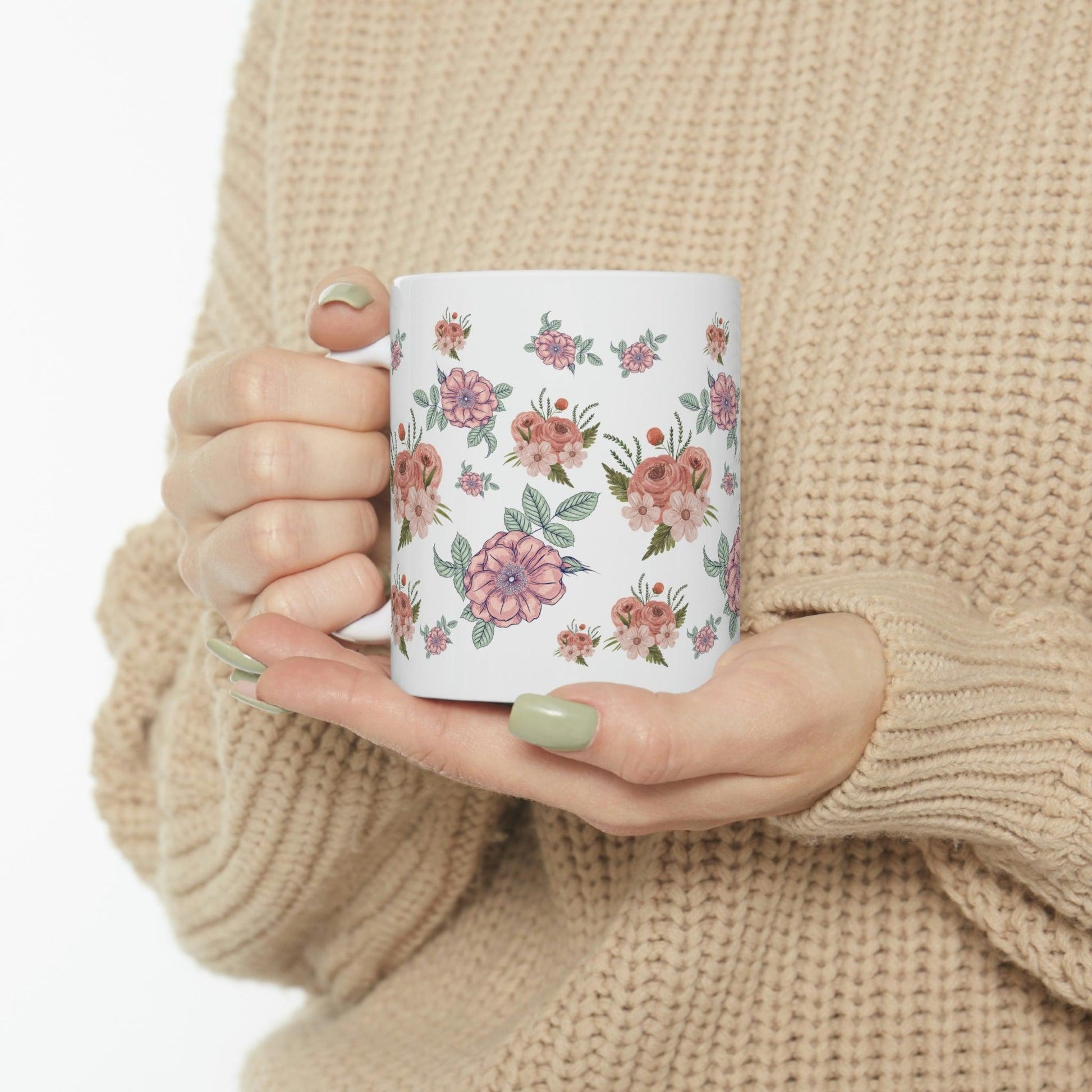 Vintage Floral Mug, gift for mom on mothers day, Birthday gift for mom, gift for plant lovers, hot cocoa mug, gift for coffee lover - Giftsmojo