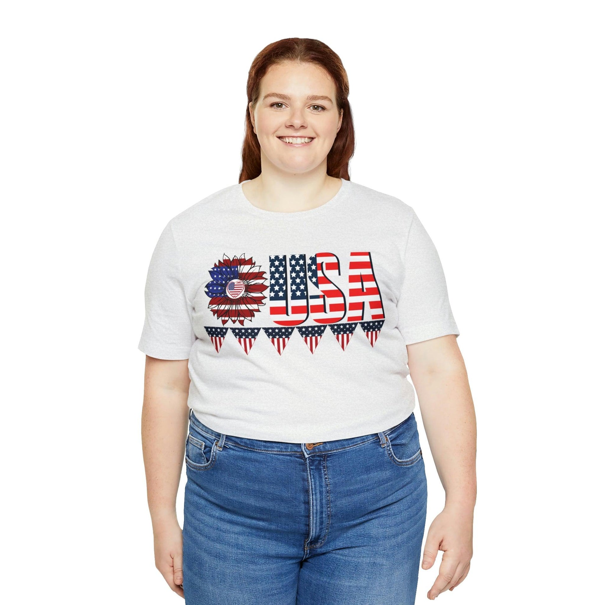 Flower USA American flag shirt, Red white and blue shirt, 4th of July shirt - Giftsmojo