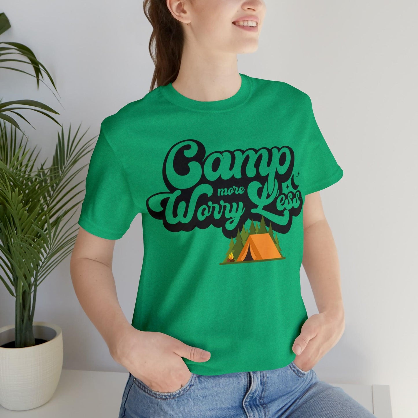 Camp More Worry Less Shirt, Outdoor adventure clothing, Nature-inspired shirts, Outdoor enthusiasts gift, Adventure-themed attire - Giftsmojo