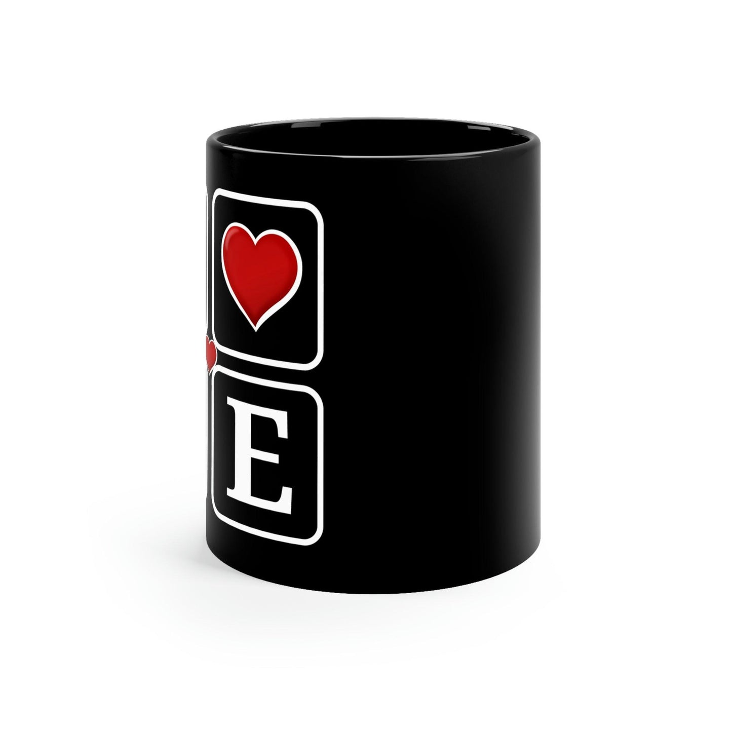 Love Squares with Hearts Black Mug