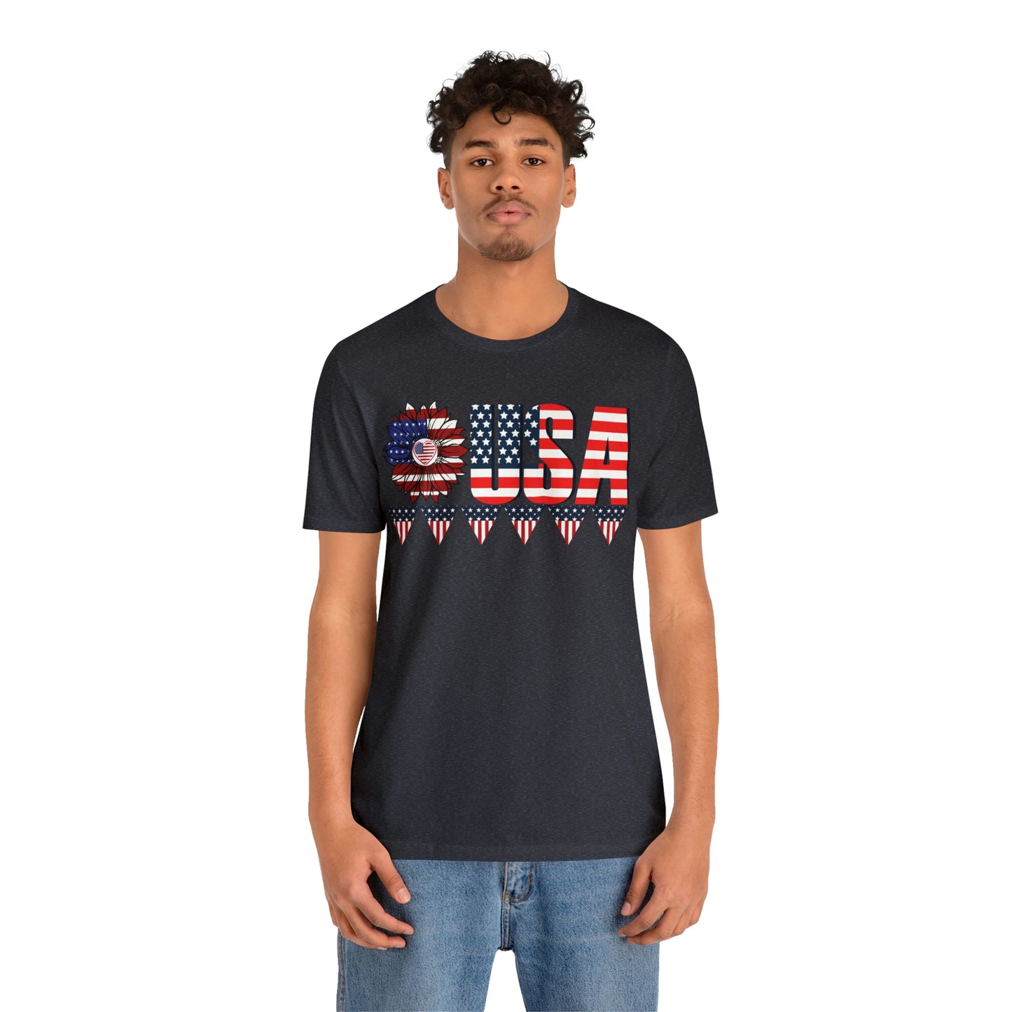 Flower USA American flag shirt, Red white and blue shirt, 4th of July shirt