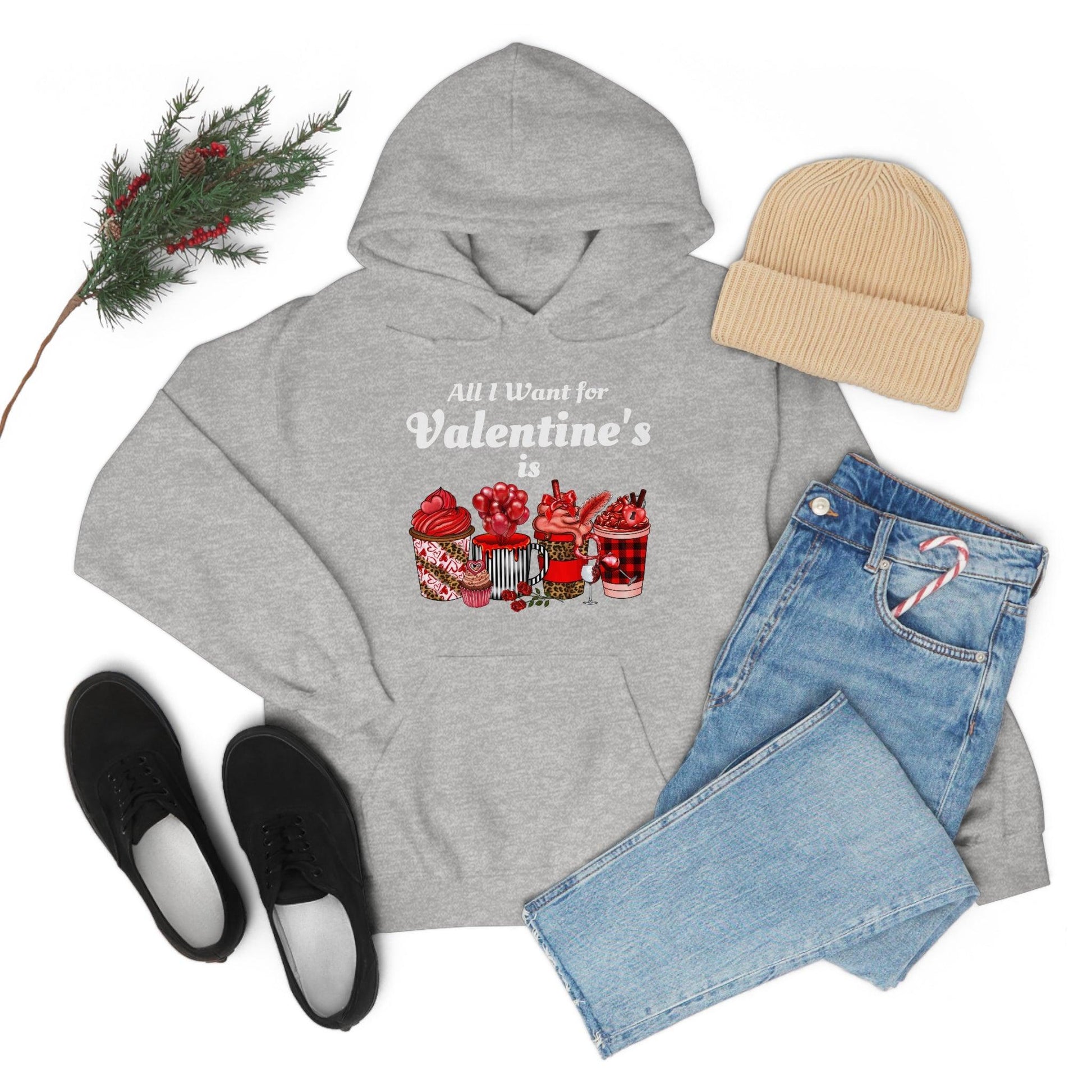 All I want for Valentine's is Coffee Hooded Sweatshirt - Giftsmojo