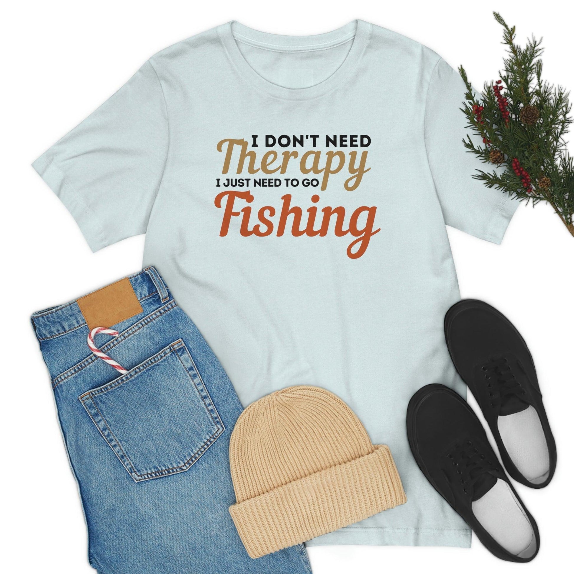 I don't need therapy I just need to go Fishing, fishing shirt, dad shirt, dad gift, gift for outdoor lover, fishing gift nature lover shirt - Giftsmojo