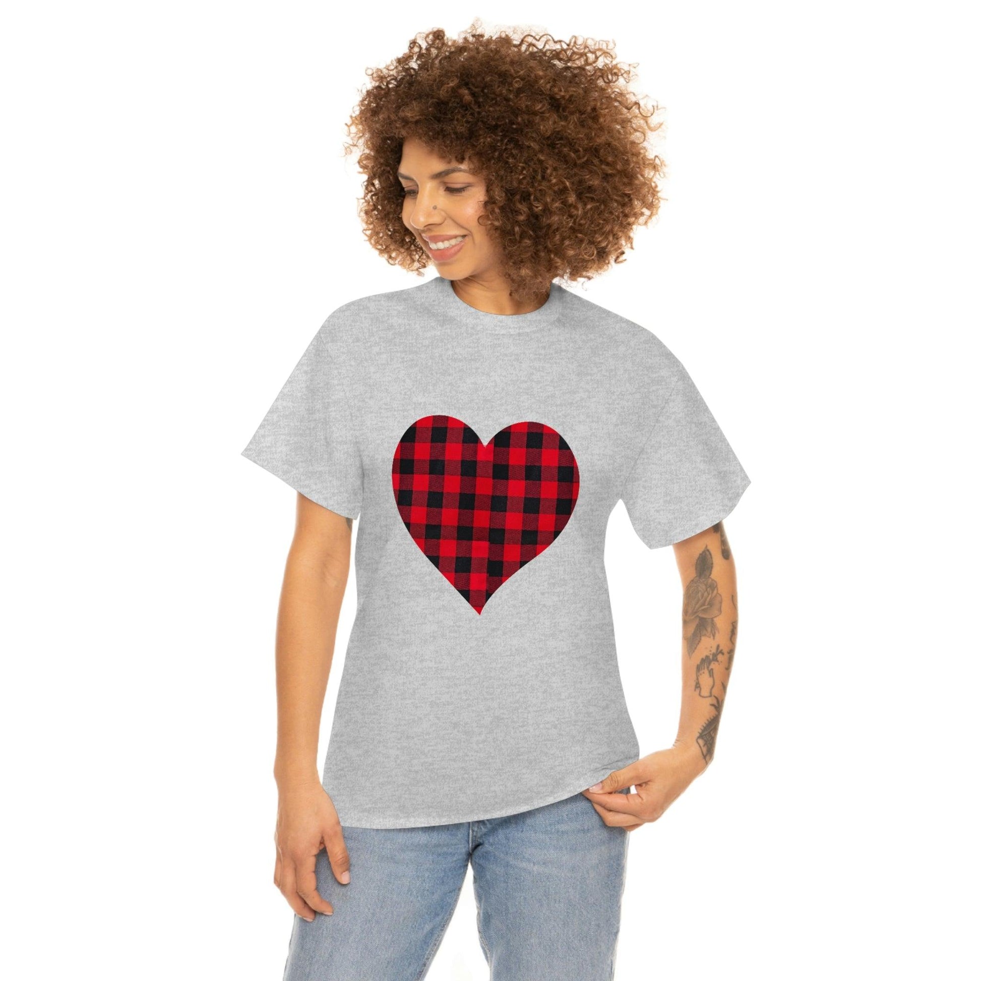 Plaid Heart T-Shirt, - Giftsmojo