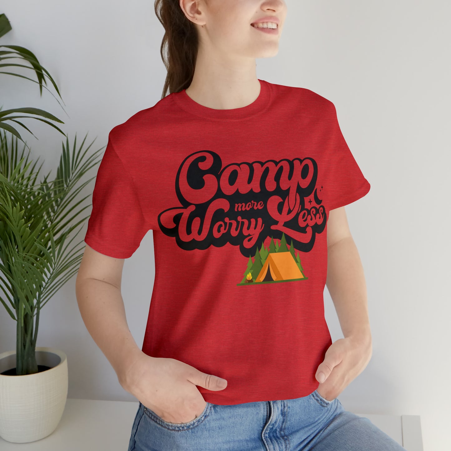 Camp More Worry Less Shirt, Outdoor adventure clothing, Nature-inspired shirts, Outdoor enthusiasts gift, Adventure-themed attire