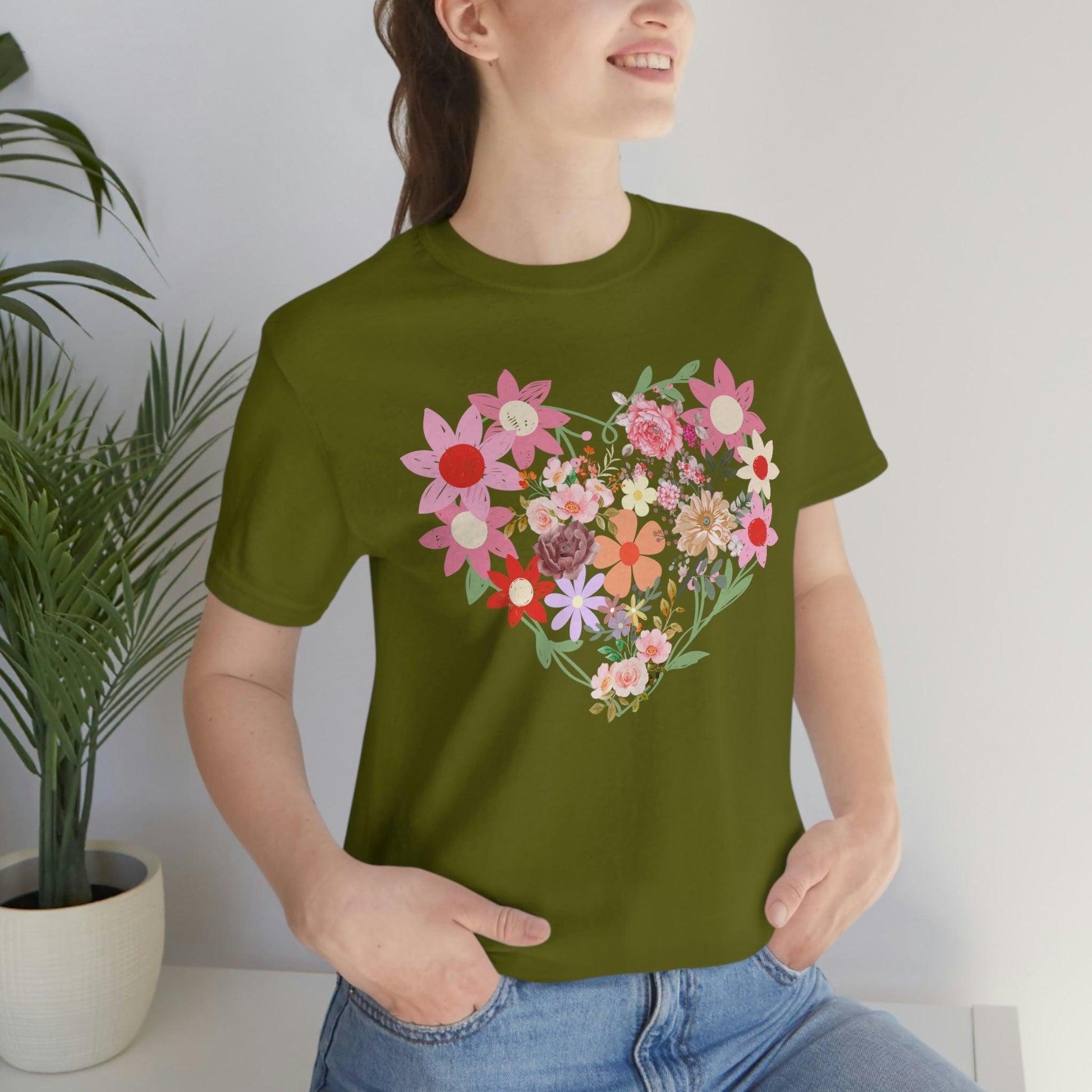 Flower Heart Shirt - Love Shirt - Floral Heart Shirt - Giftsmojo