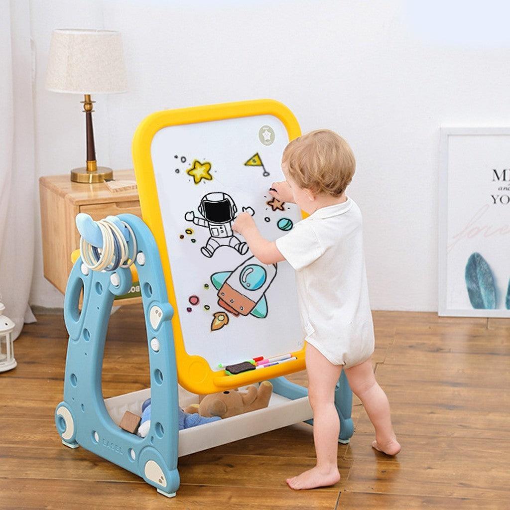 Kids Easel Play Station With desk,Storage basket,Drawing Board And Chair - Giftsmojo