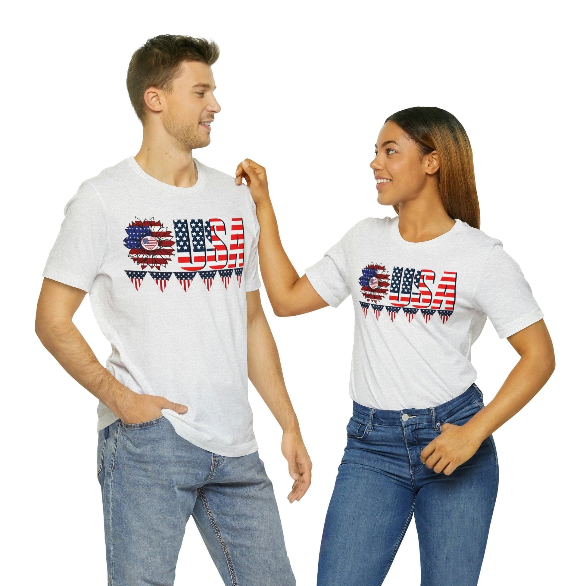 Flower USA American flag shirt, Red white and blue shirt, 4th of July shirt - Giftsmojo