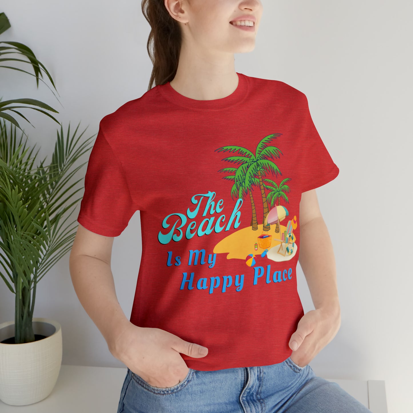 Beach shirt, The Beach is my happy place shirt, Beach t-shirt, Summer shirt, Beachwear, Beach fashion, Stylish beach apparel