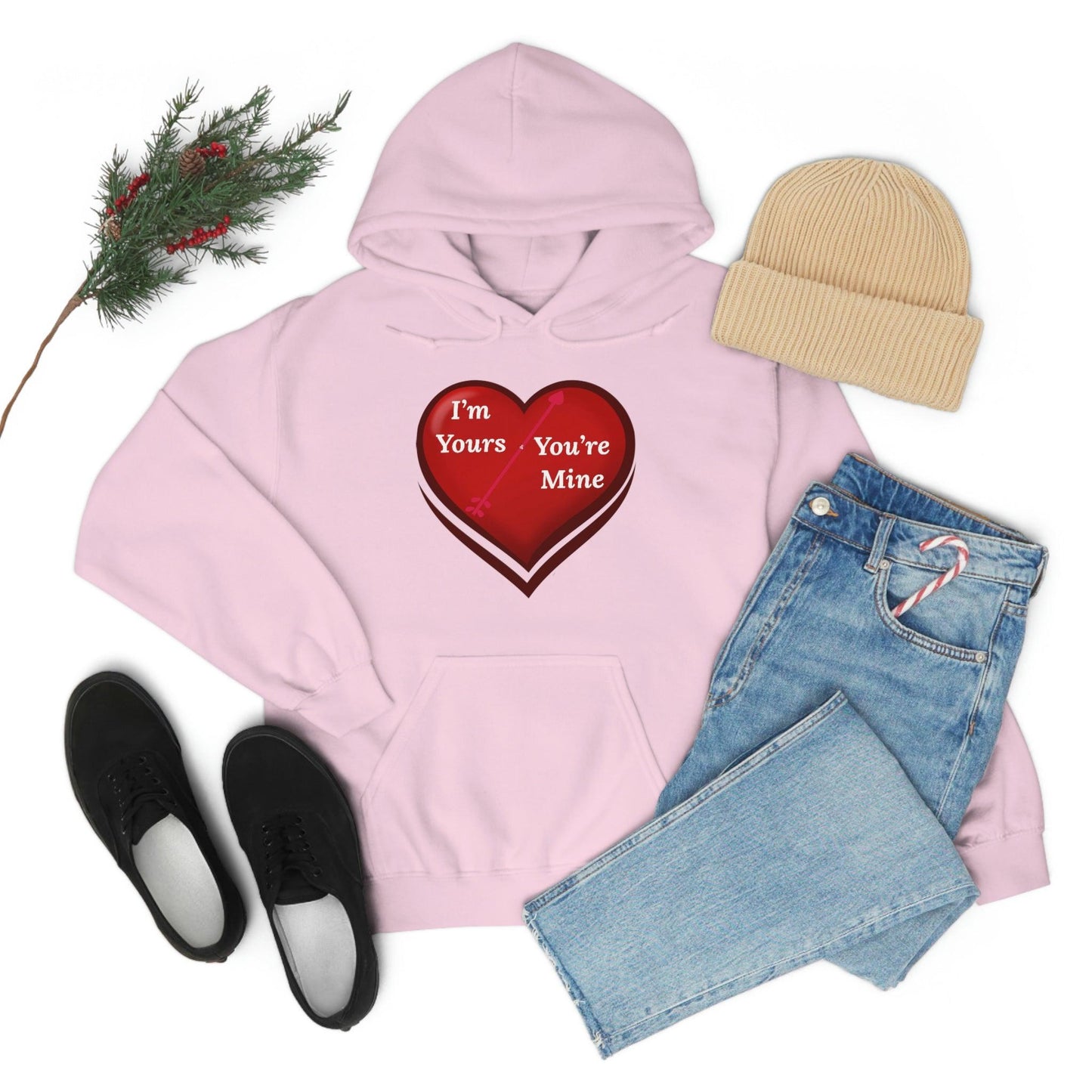 I'm Yours and You're Mine Heart Hooded Sweatshirt - Giftsmojo