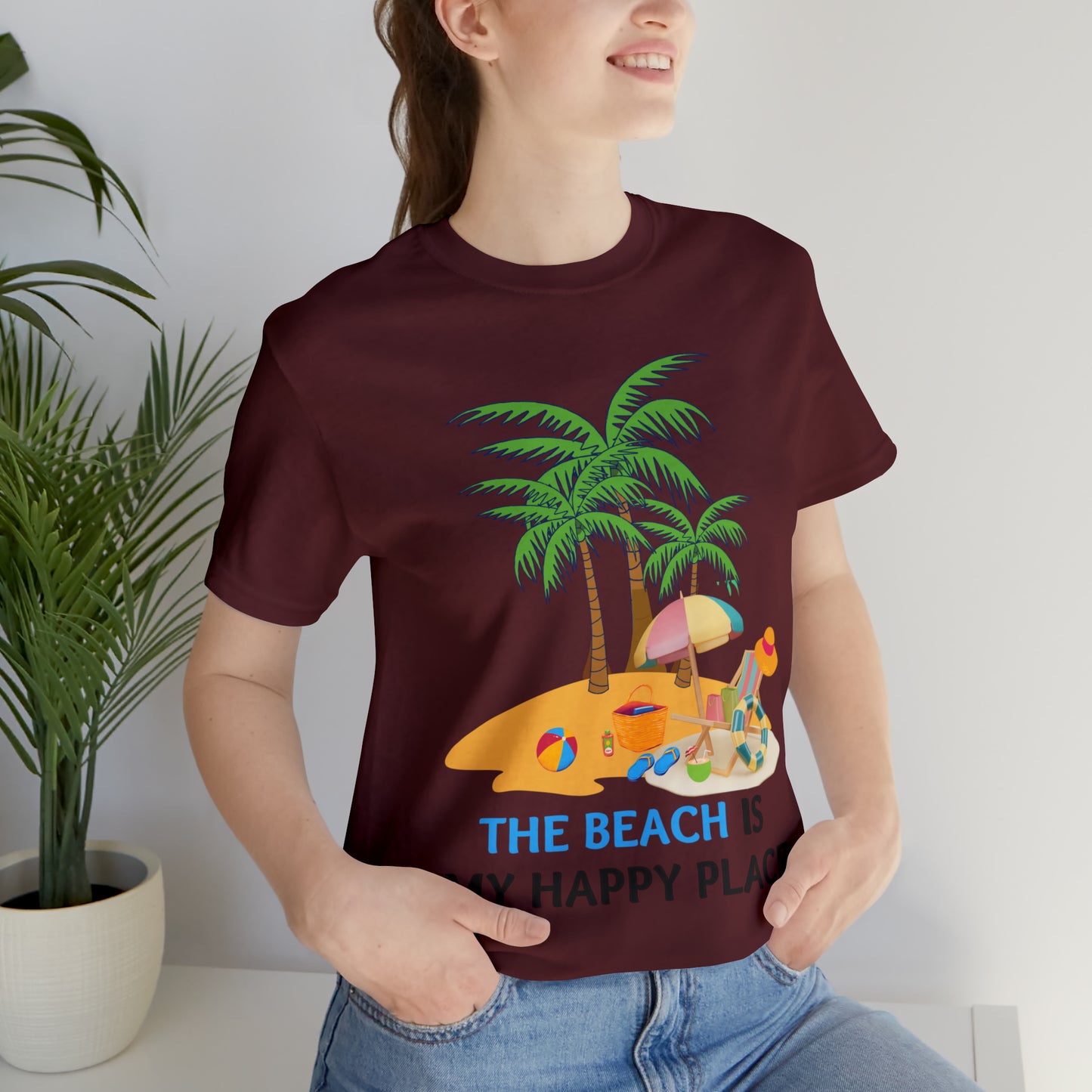 Beach shirt, The Beach is my happy place shirt, Beach t-shirt, Summer shirt, Beachwear, Beach fashion, Stylish beach apparel