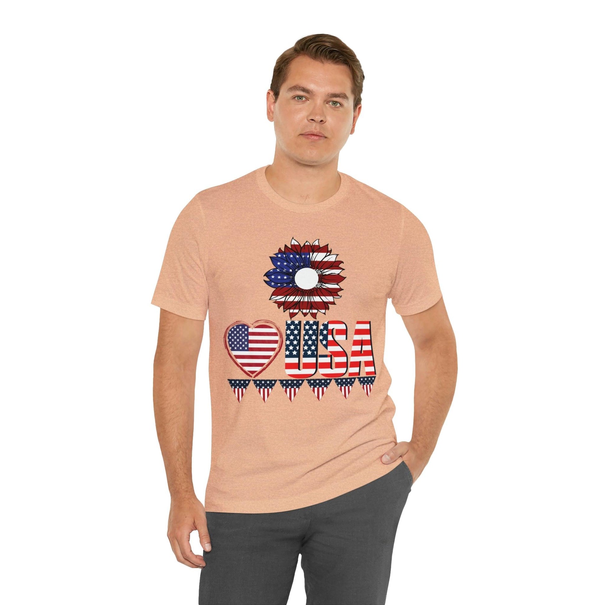 American flag shirt, Red, white, and blue shirt, Flower Love USA shirt, - Giftsmojo