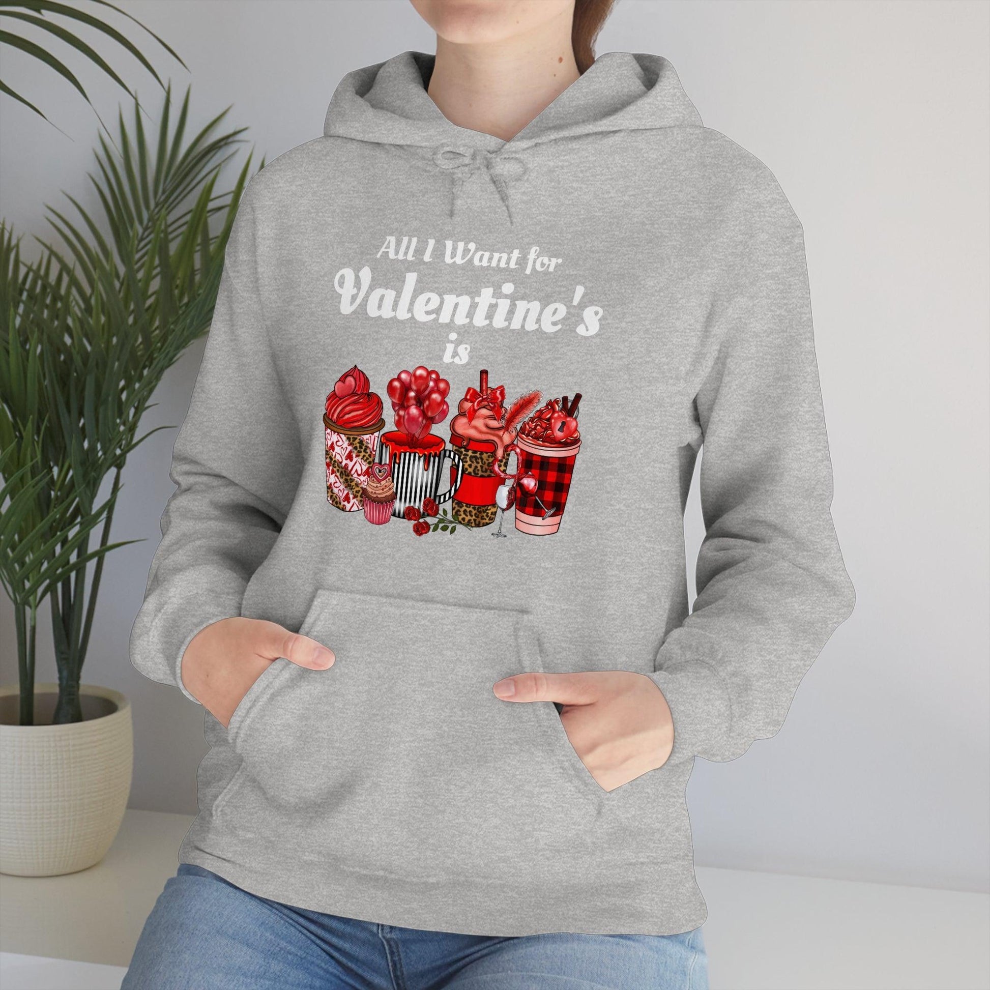 All I want for Valentine's is Coffee Hooded Sweatshirt - Giftsmojo