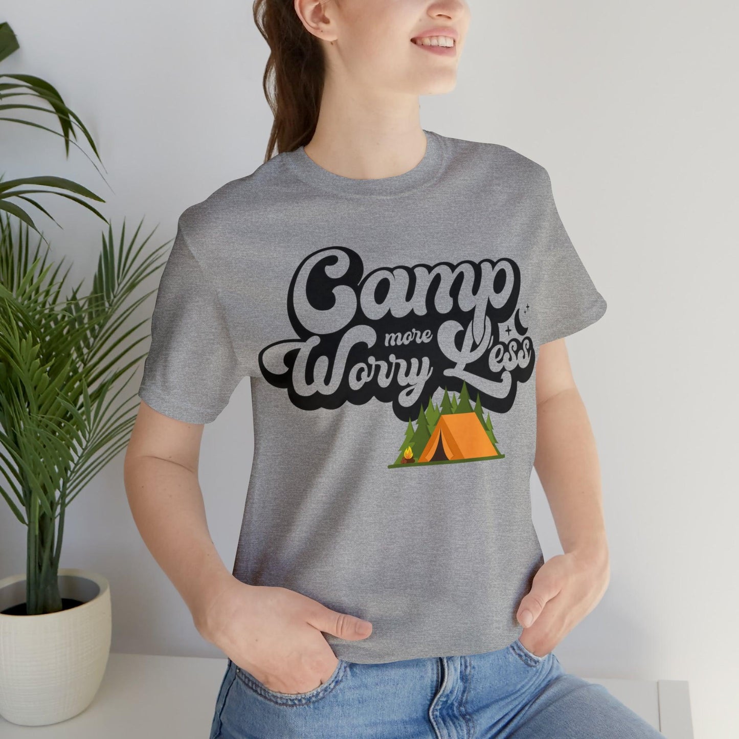 Camp More Worry Less Shirt, Outdoor adventure clothing, Nature-inspired shirts, Outdoor enthusiasts gift, Adventure-themed attire - Giftsmojo