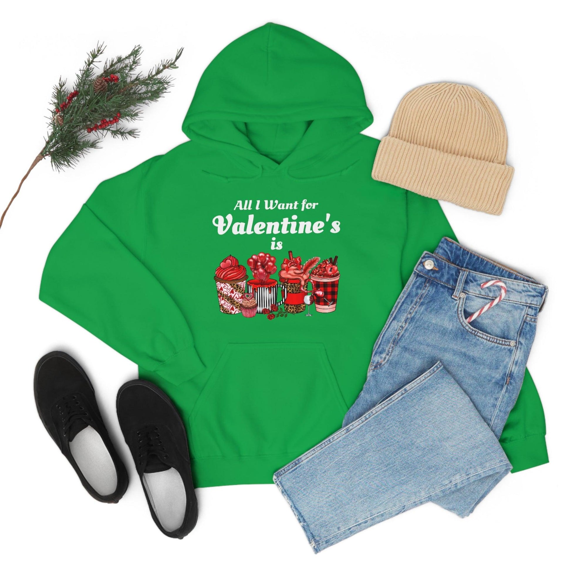 All I want for Valentine's is Coffee Hooded Sweatshirt - Giftsmojo