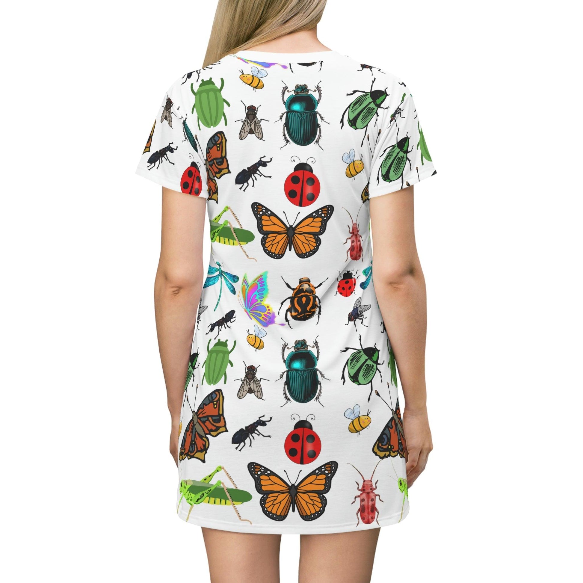 Bug T-Shirt Dress Bugs shirt, Bug Print Colorful Shirt, Spring Shirts, Bug Print Shirts, colorfull t-shirt dress, Shirts for Women - Giftsmojo