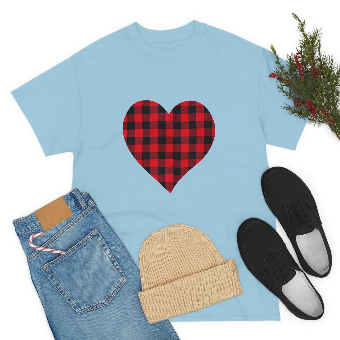 Plaid Heart T-Shirt, - Giftsmojo