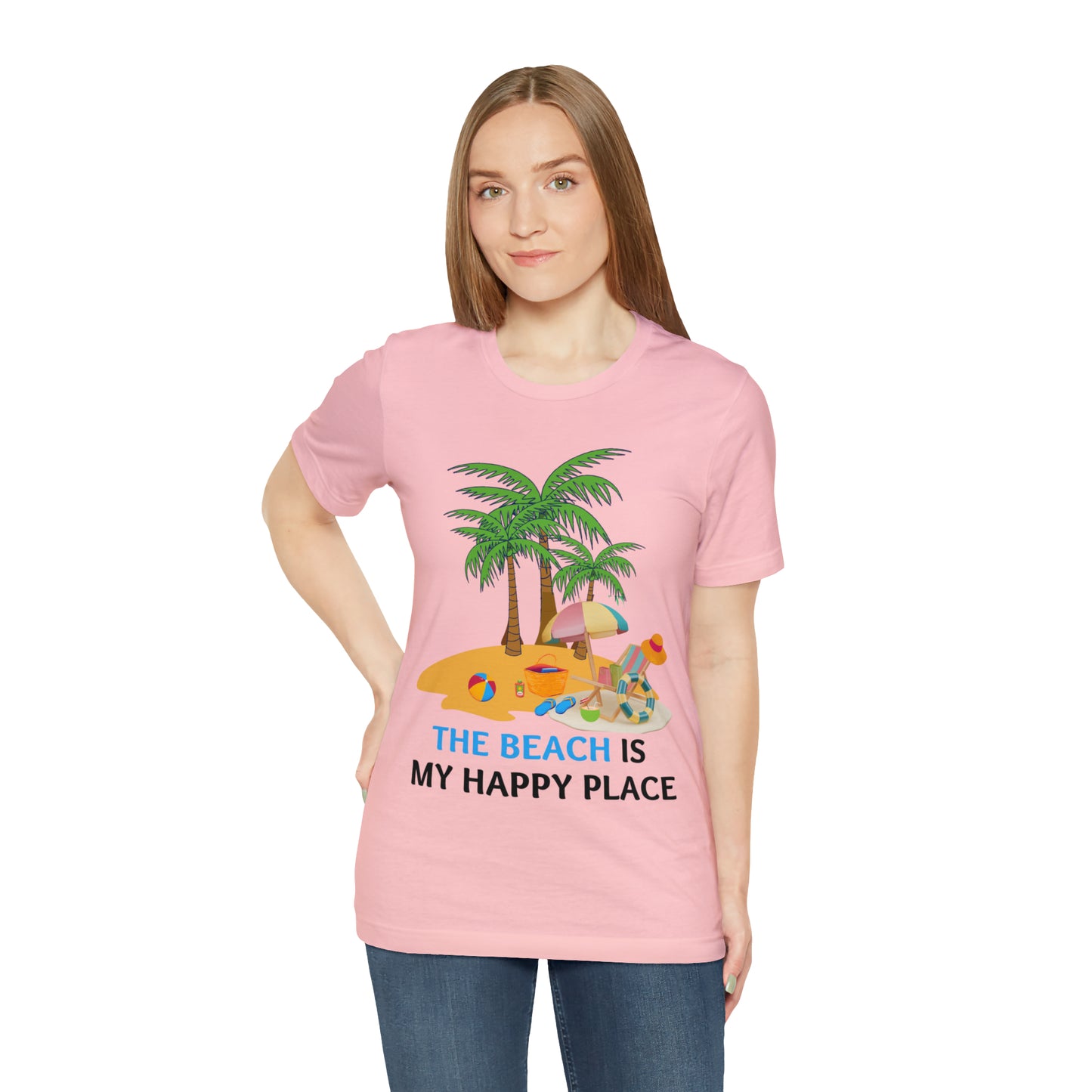 Beach shirt, The Beach is my happy place shirt, Beach t-shirt, Summer shirt, Beachwear, Beach fashion, Stylish beach apparel