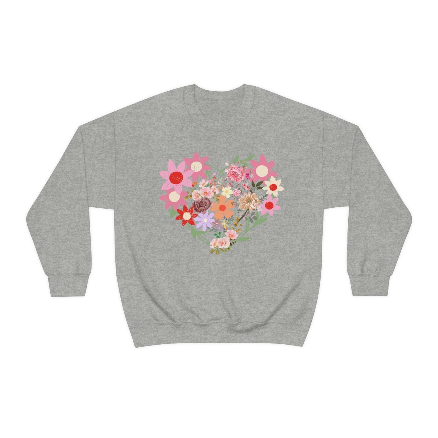 Flower Heart sweatshirt - Floral sweatshirt - Love Sweatshirt - Giftsmojo
