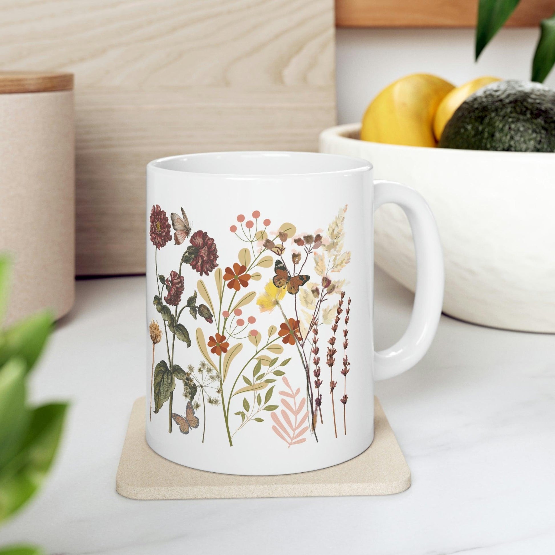 Floral Mug, gift for mom on mothers day, Birthday gift for mom, gift for plant lovers, coffee mug for her, hot cocoa mug, gift for coffee lover - Giftsmojo