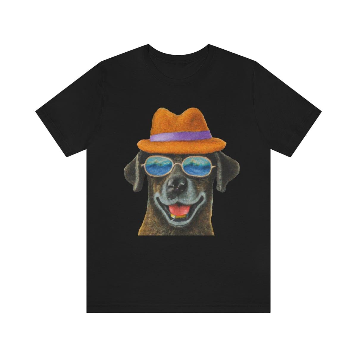 Dog at the beach wearing a hat and sunglasses arts T-shirt for women - Giftsmojo