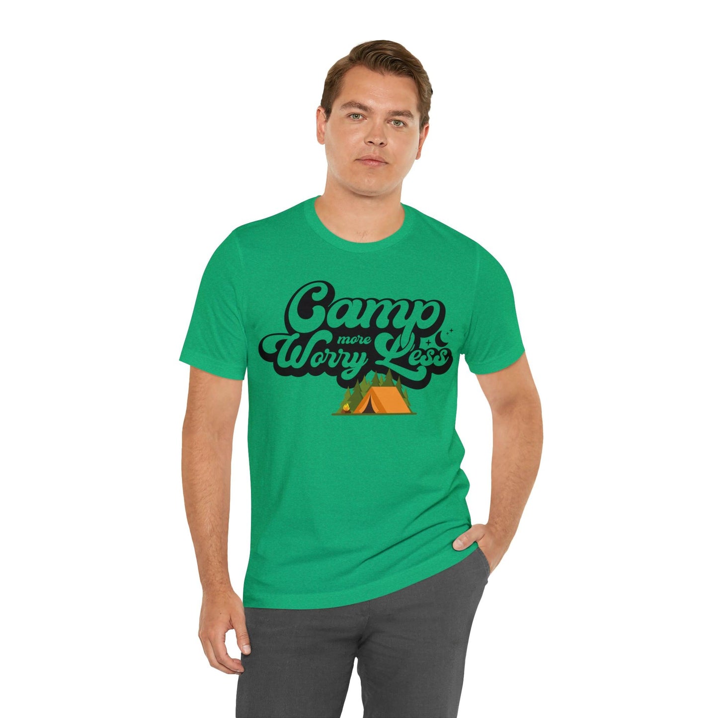 Camp More Worry Less Shirt, Outdoor adventure clothing, Nature-inspired shirts, Outdoor enthusiasts gift, Adventure-themed attire - Giftsmojo