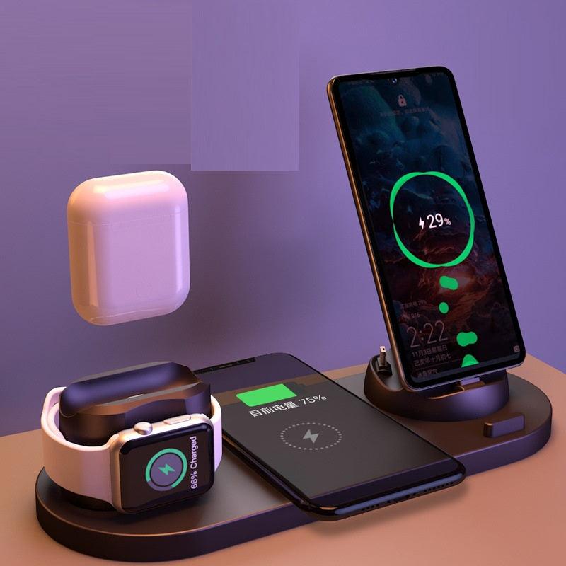 Wireless Charger For IPhone14 13 Fast Charger For Phone Fast Charging Pad For Phone Watch 6 In 1 Charging Dock Station - Giftsmojo