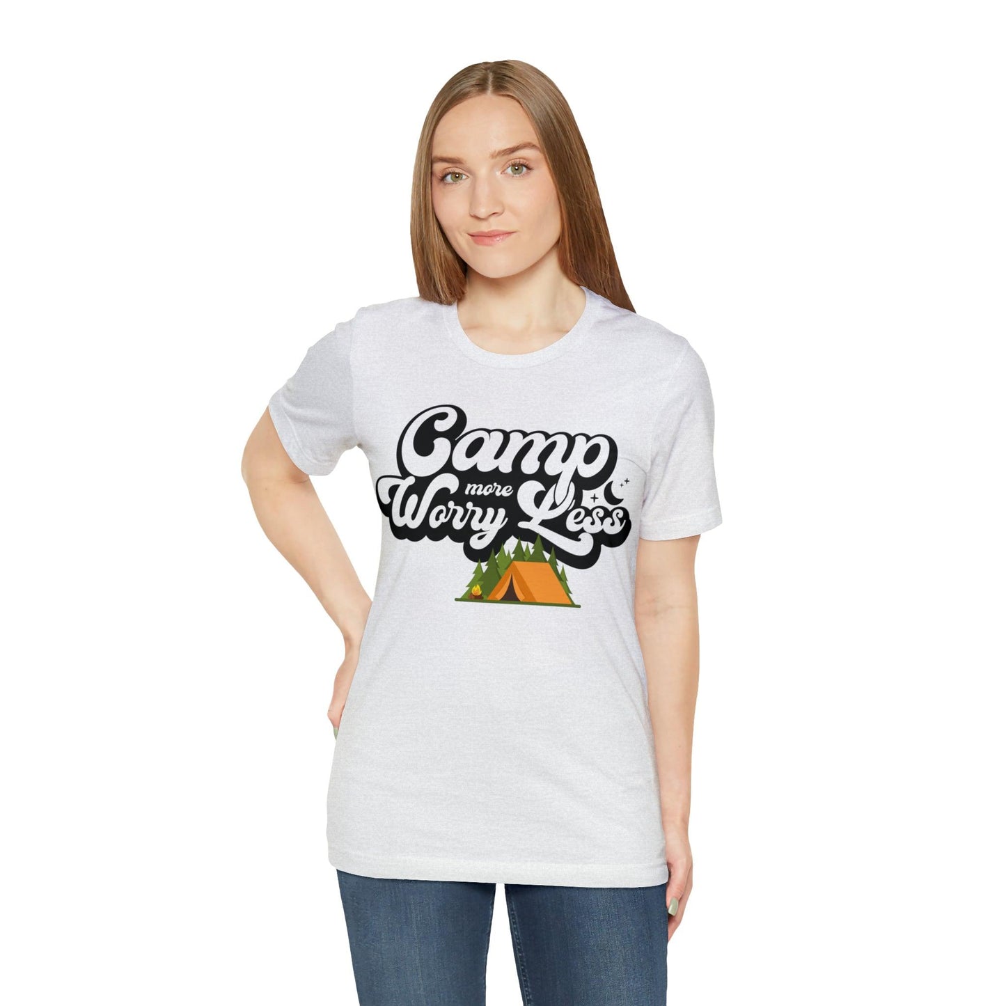 Camp More Worry Less Shirt, Outdoor adventure clothing, Nature-inspired shirts, Outdoor enthusiasts gift, Adventure-themed attire - Giftsmojo