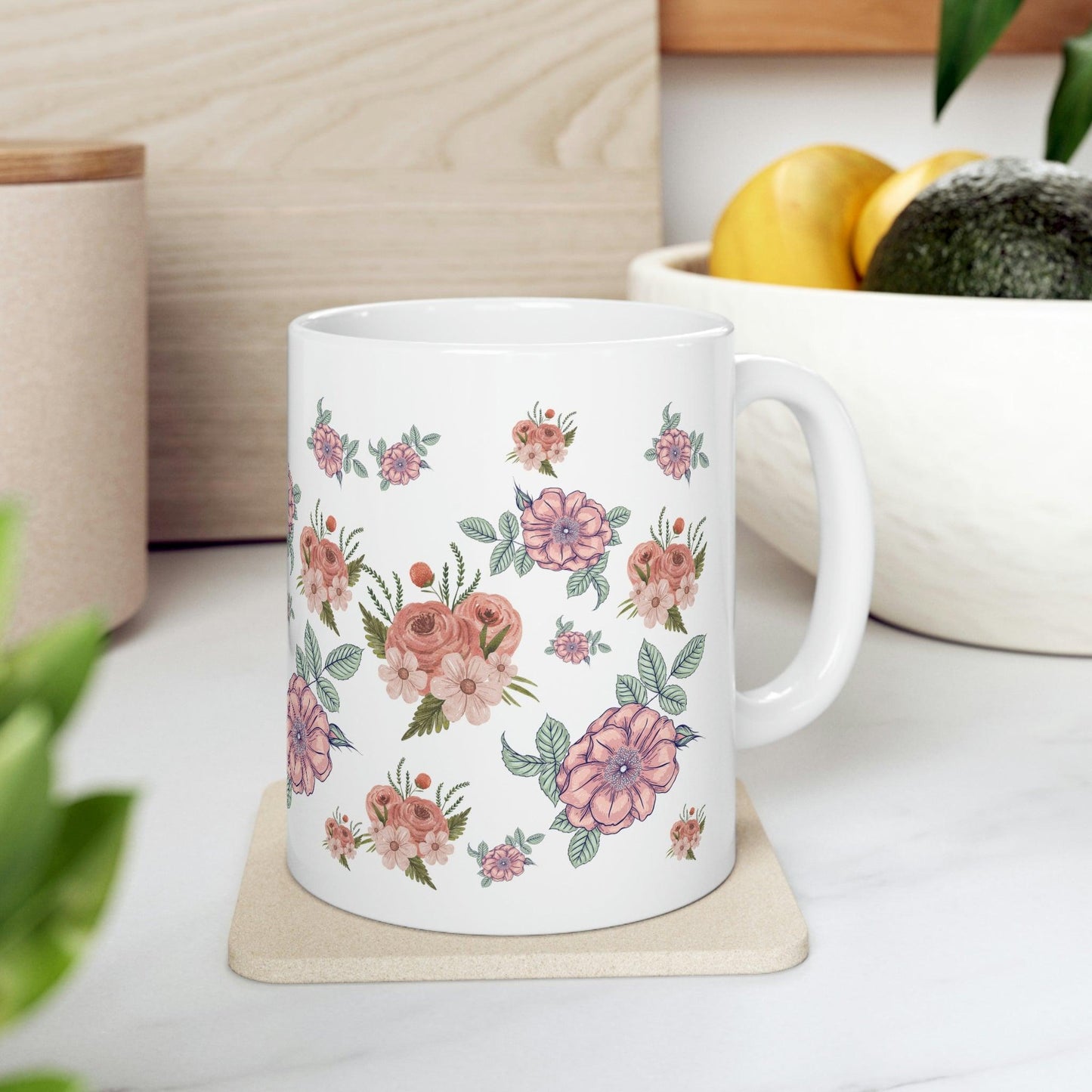 Vintage Floral Mug, gift for mom on mothers day, Birthday gift for mom, gift for plant lovers, hot cocoa mug, gift for coffee lover - Giftsmojo