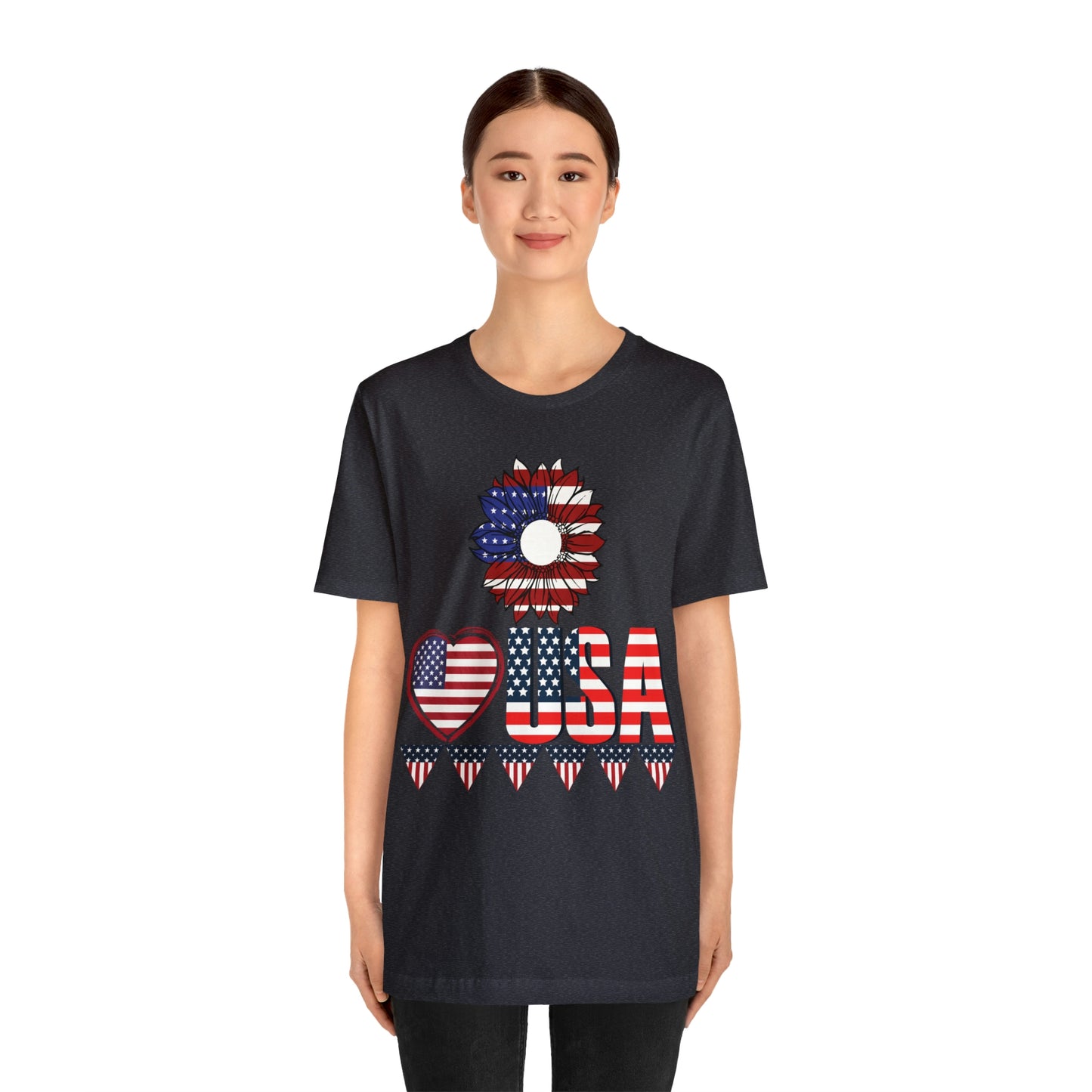American flag shirt, Red, white, and blue shirt, Flower Love USA shirt,