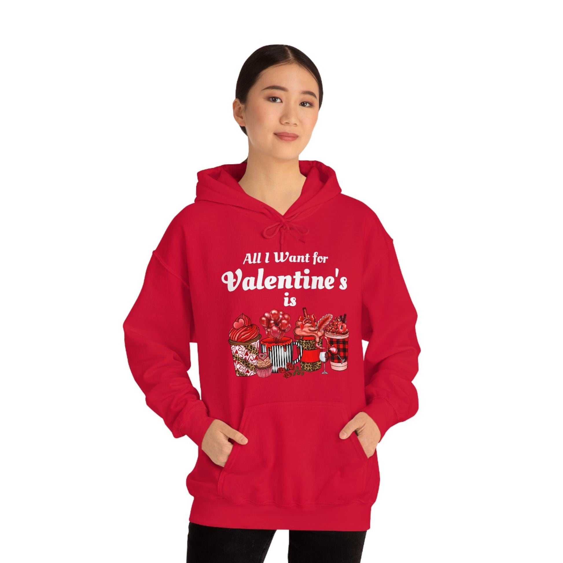 All I want for Valentine's is Coffee Hooded Sweatshirt - Giftsmojo