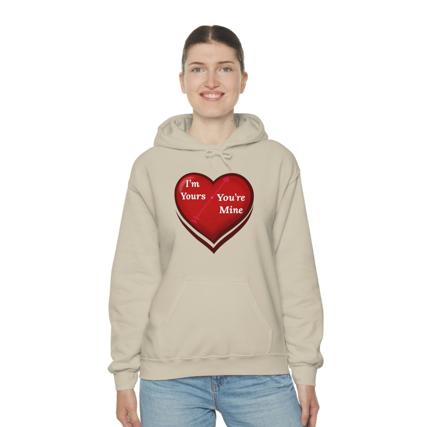 I'm Yours and You're Mine Heart Hooded Sweatshirt - Giftsmojo