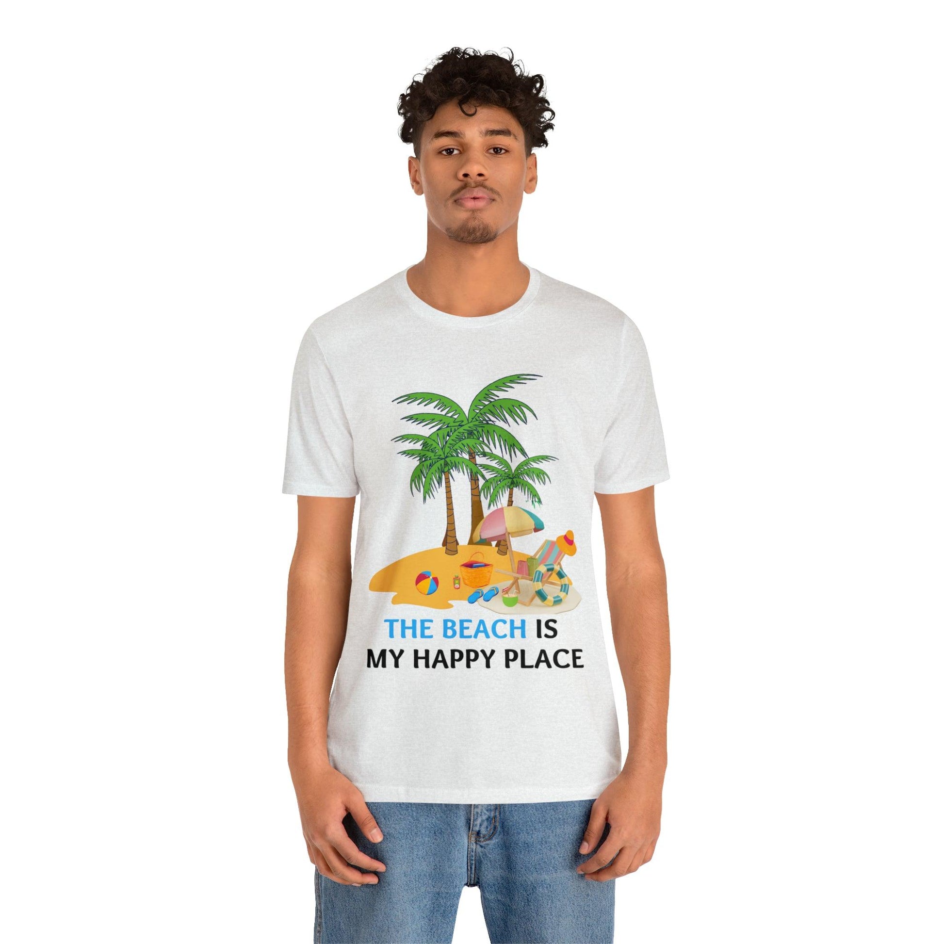 Beach shirt, The Beach is my happy place shirt, Beach t-shirt, Summer shirt, Beachwear, Beach fashion, Stylish beach apparel - Giftsmojo