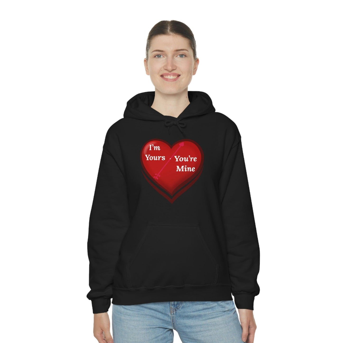 I'm Yours and You're Mine Heart Hooded Sweatshirt - Giftsmojo