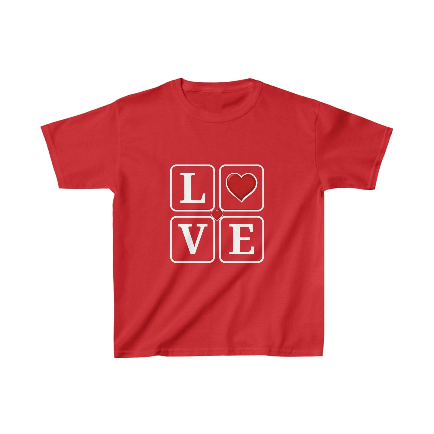 Love Squares with Hearts Kids Heavy Cotton Tee - Giftsmojo