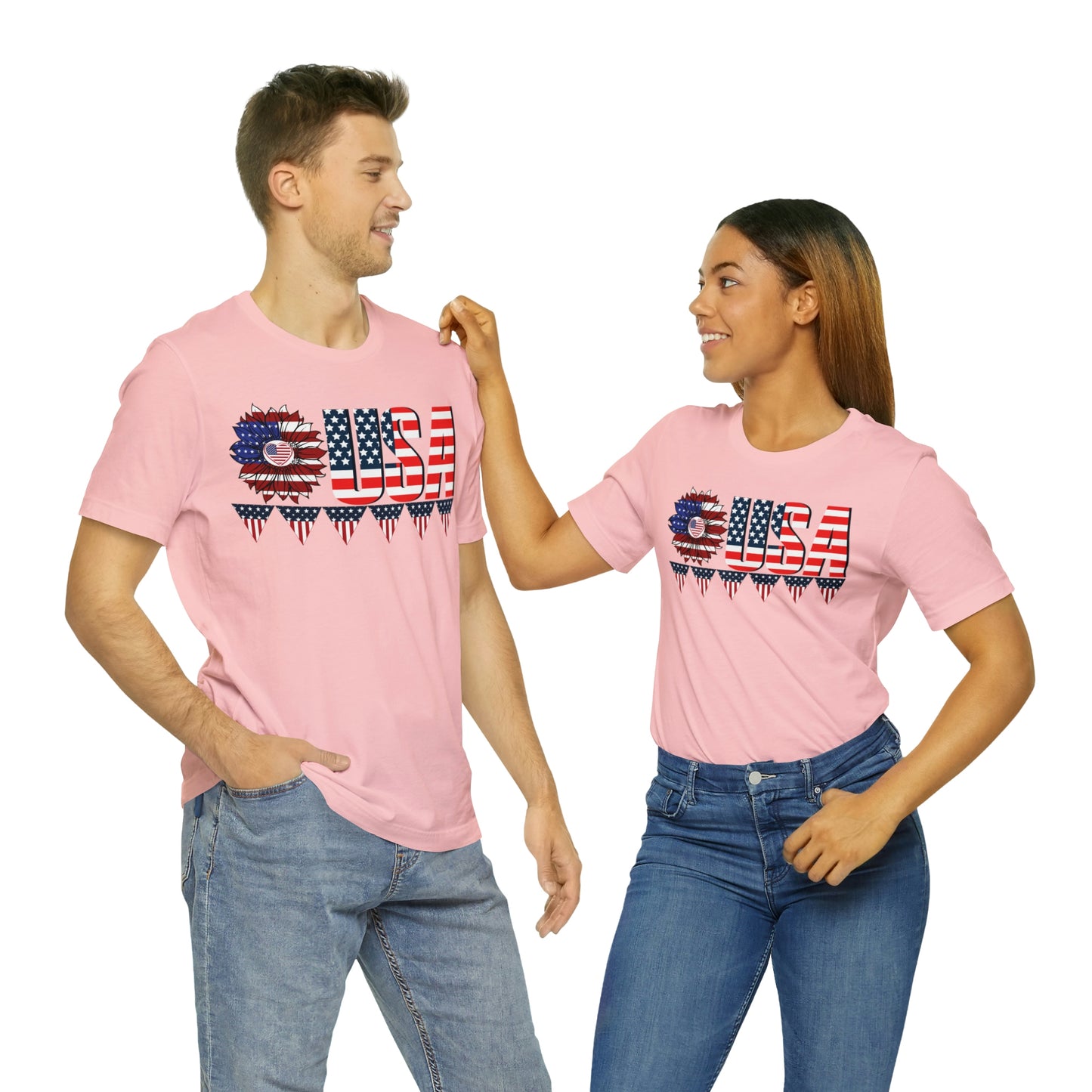 Flower USA American flag shirt, Red white and blue shirt, 4th of July shirt