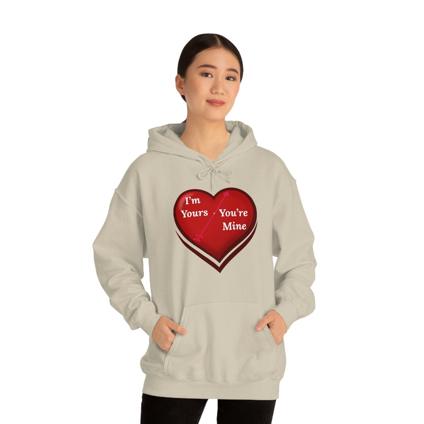 I'm Yours and You're Mine Heart Hooded Sweatshirt - Giftsmojo