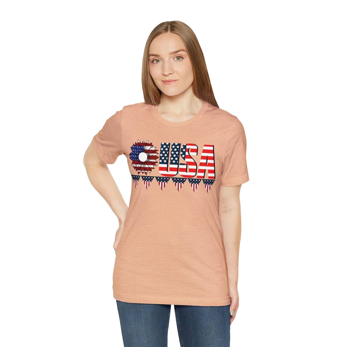 Flower USA American flag shirt, Red white and blue shirt, 4th of July shirt - Giftsmojo