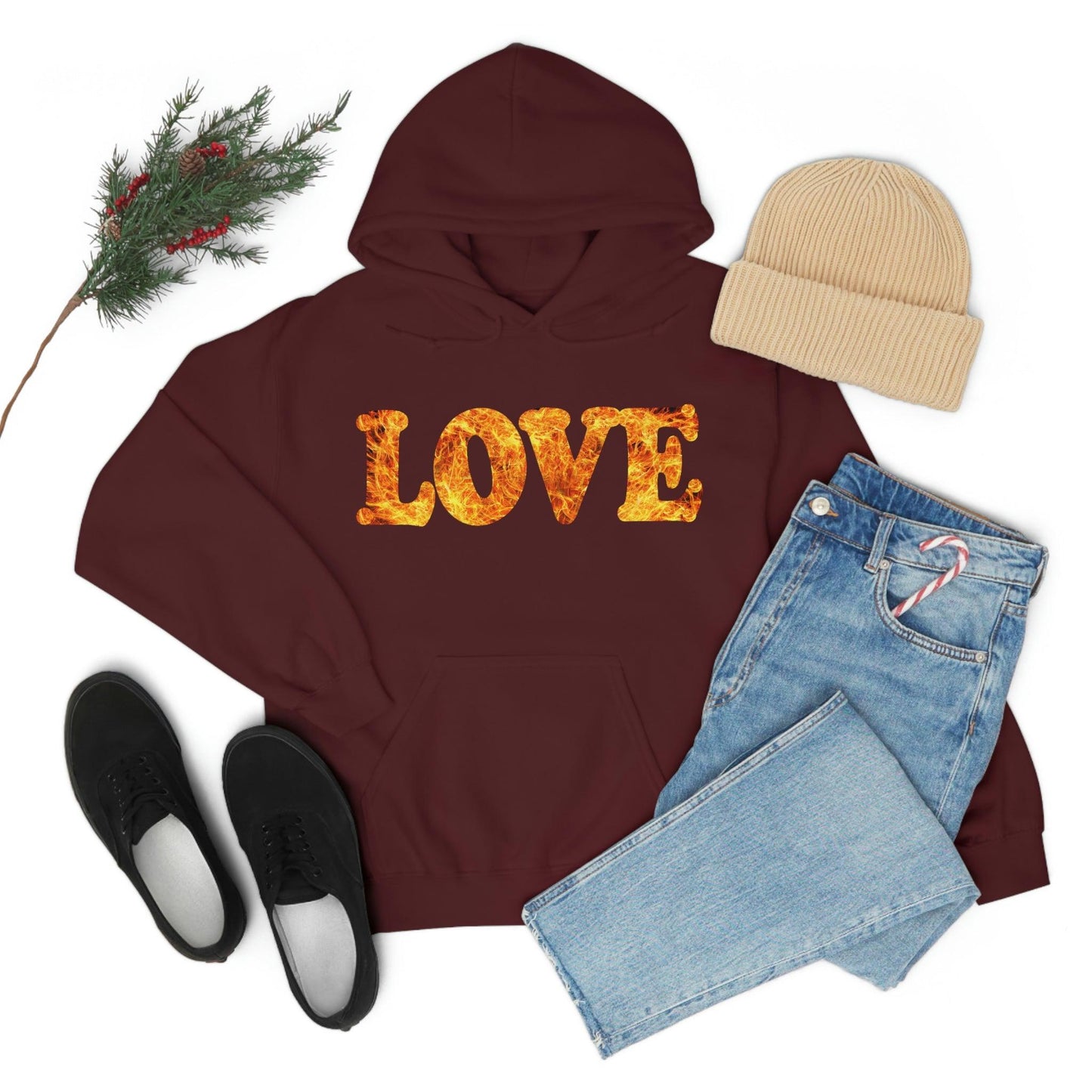 Love Fire Hooded Sweatshirt - Giftsmojo