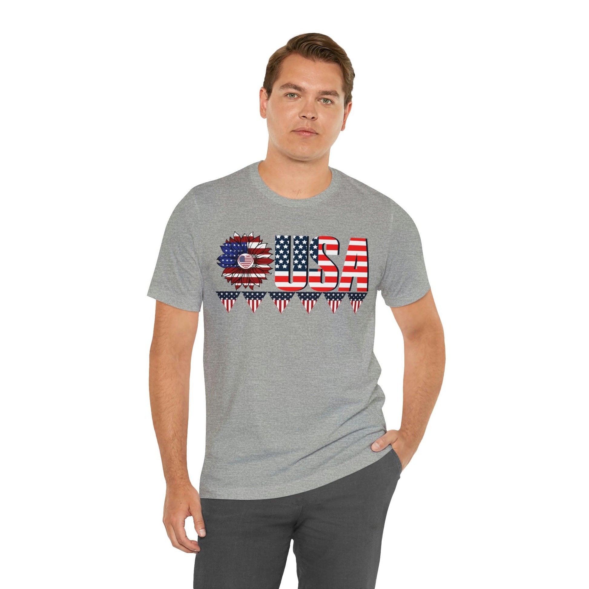 Flower USA American flag shirt, Red white and blue shirt, 4th of July shirt - Giftsmojo