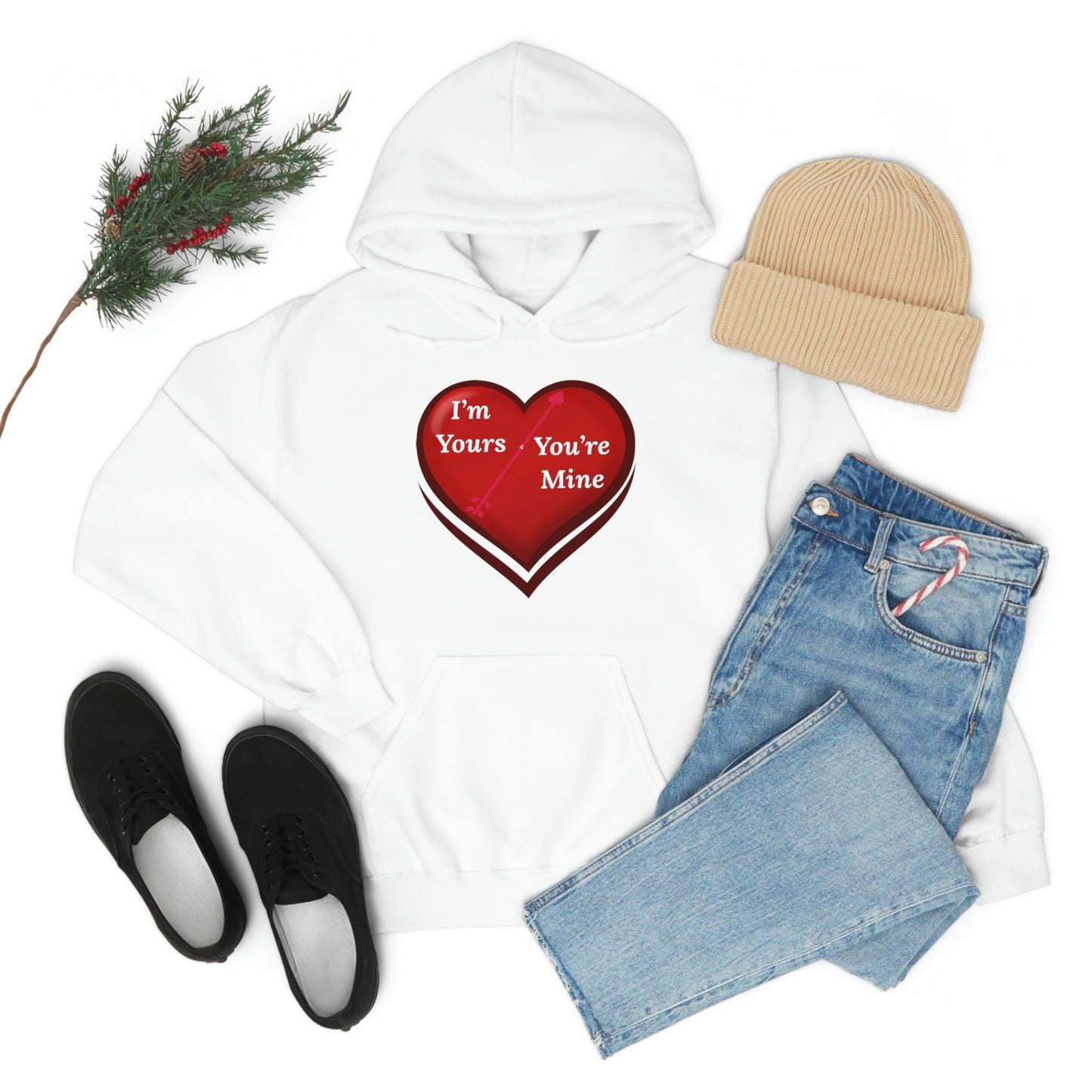 I'm Yours and You're Mine Heart Hooded Sweatshirt - Giftsmojo