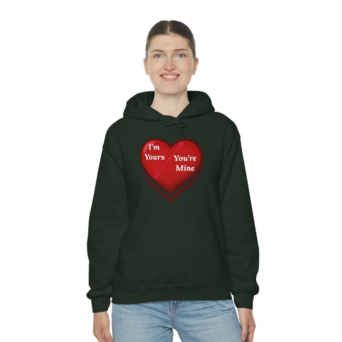 I'm Yours and You're Mine Heart Hooded Sweatshirt - Giftsmojo