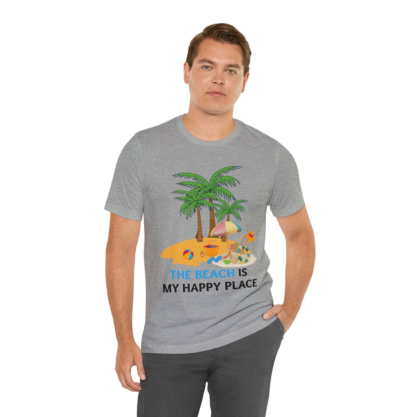 Beach shirt, The Beach is my happy place shirt, Beach t-shirt, Summer shirt, Beachwear, Beach fashion, Stylish beach apparel - Giftsmojo