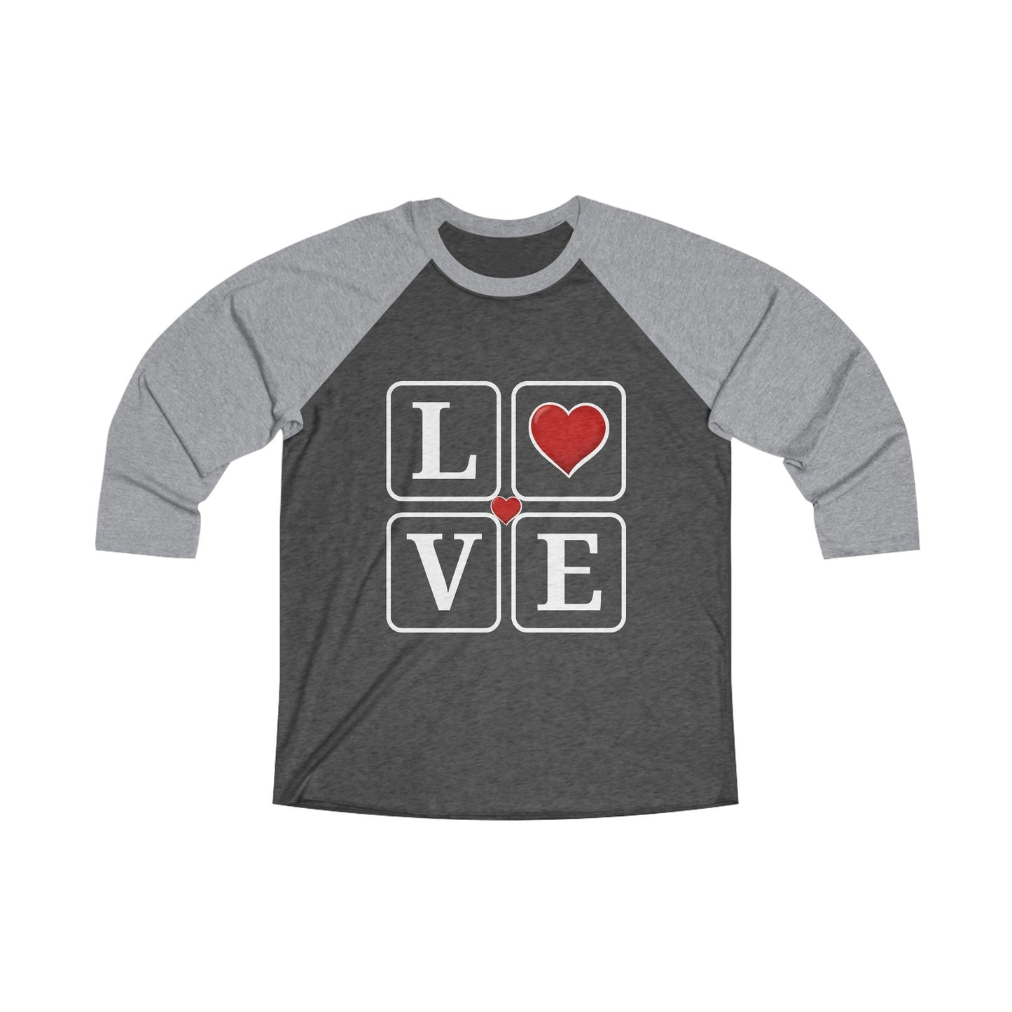 Love Squares with Heart Unisex Tri-Blend 34 Raglan Tee - Giftsmojo