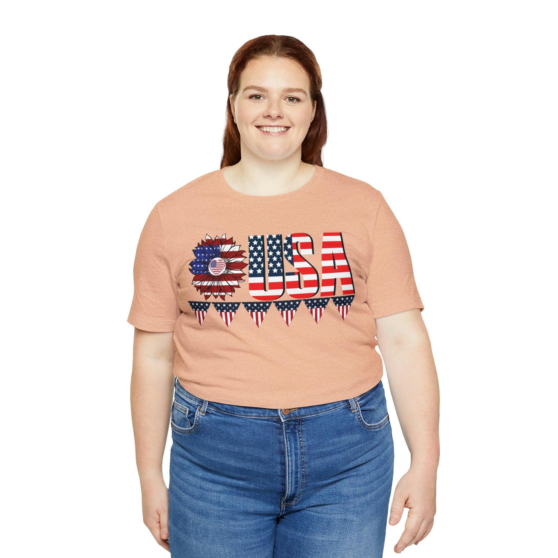 Flower USA American flag shirt, Red white and blue shirt, 4th of July shirt - Giftsmojo