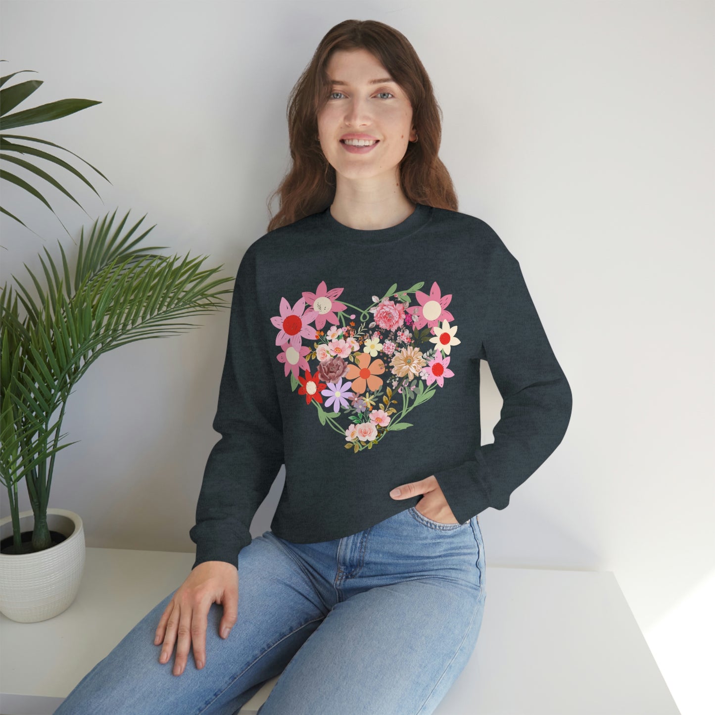 Flower Heart sweatshirt - Floral sweatshirt - Love Sweatshirt