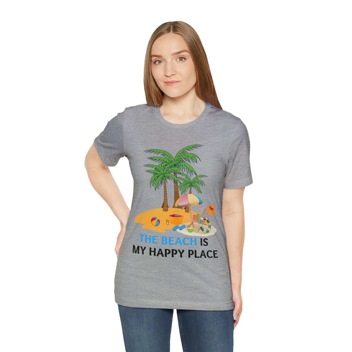 Beach shirt, The Beach is my happy place shirt, Beach t-shirt, Summer shirt, Beachwear, Beach fashion, Stylish beach apparel - Giftsmojo