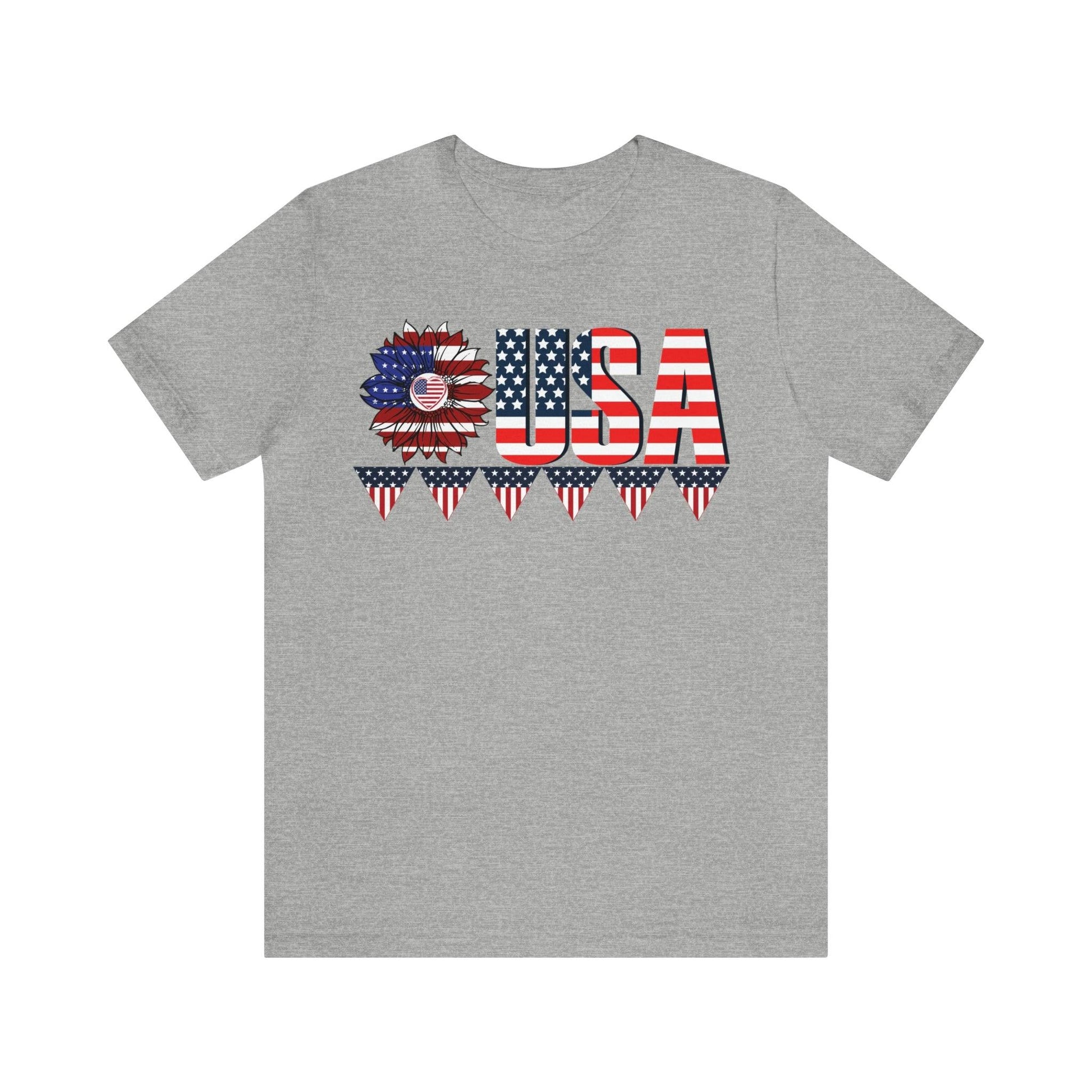 Flower USA American flag shirt, Red white and blue shirt, 4th of July shirt - Giftsmojo